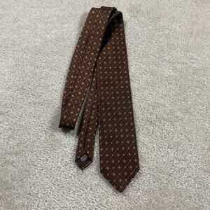 Robert Talbott Tie Mens Brown Silk Geometric Diamond Necktie USA Preppy Menswear